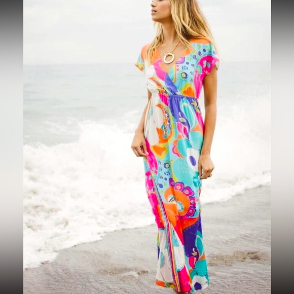 Trina Turk multi Amrita Sea Cove multicolored silk maxi dress - Picture 1 of 13